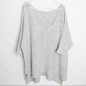 Free People Oversized Grey Knit Sweater